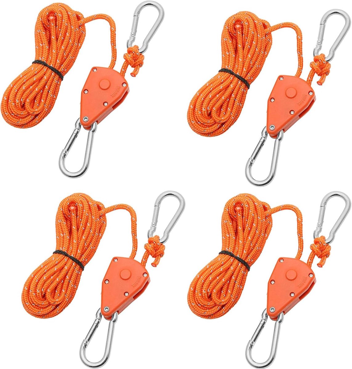 Rope Ratchet with Hooks 4 Ratchet Hangers 1/8 Inch Cable Ratchet for Hanging Tent Growing Plant Lamp Orange - ShopVlot