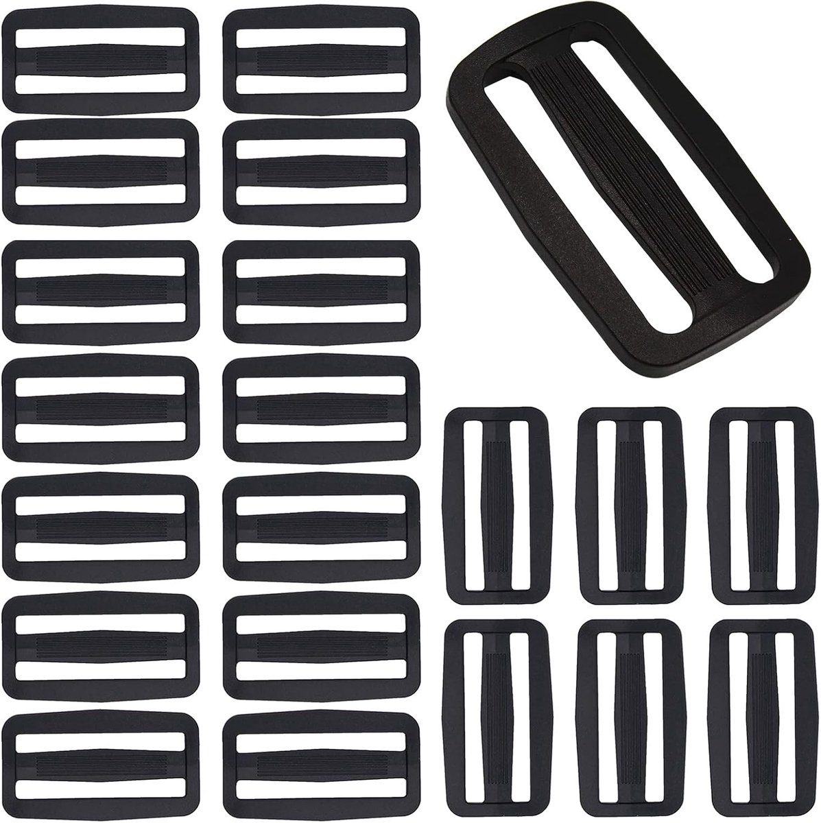 Ladder Buckles Clamp 20 Pieces Slider Plastic Belt Adjuster Belt Buckle Choice of 20 Black - ShopVlot