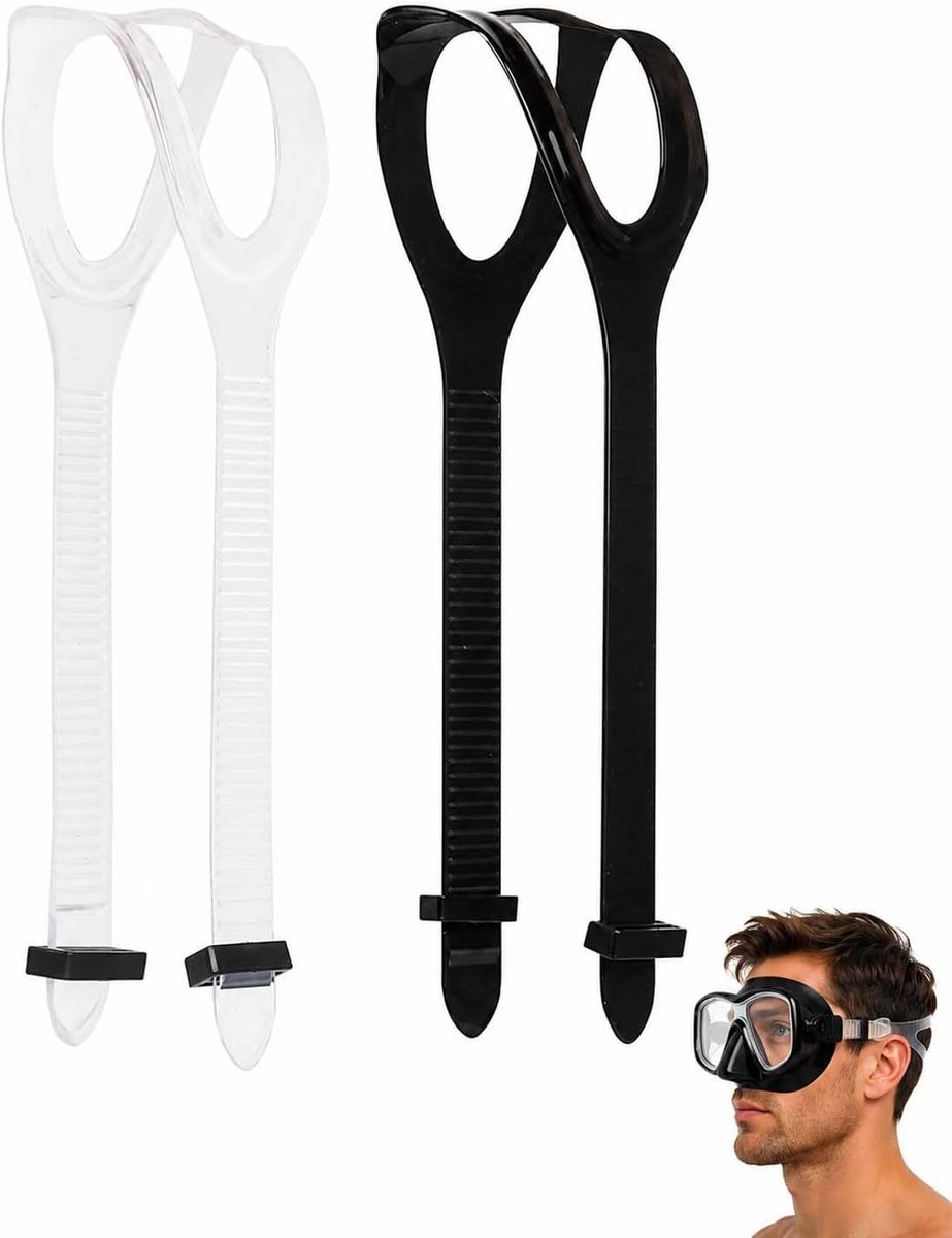 Maskerband duikbril, 2 stuks, zwart/wit, zachte reserveband voor zwembril, lekvrije pasvorm voor veilig duiken en - ShopVlot