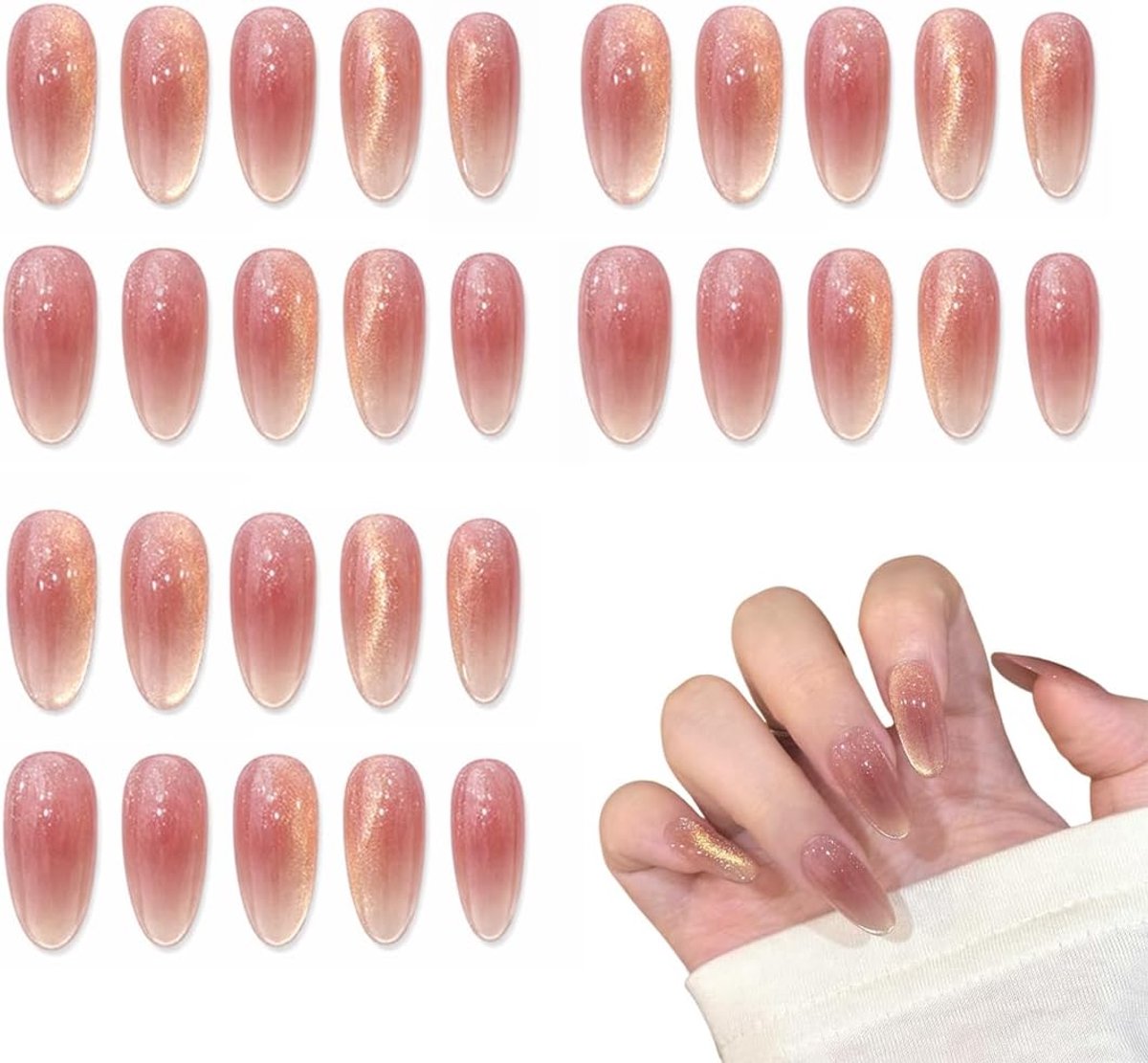 1 set, valse nageltips, vierkante gladde kunstnagels, kort nageldesign, nude tot donkere wijnverloop, voor dagelijkse - ShopVlot
