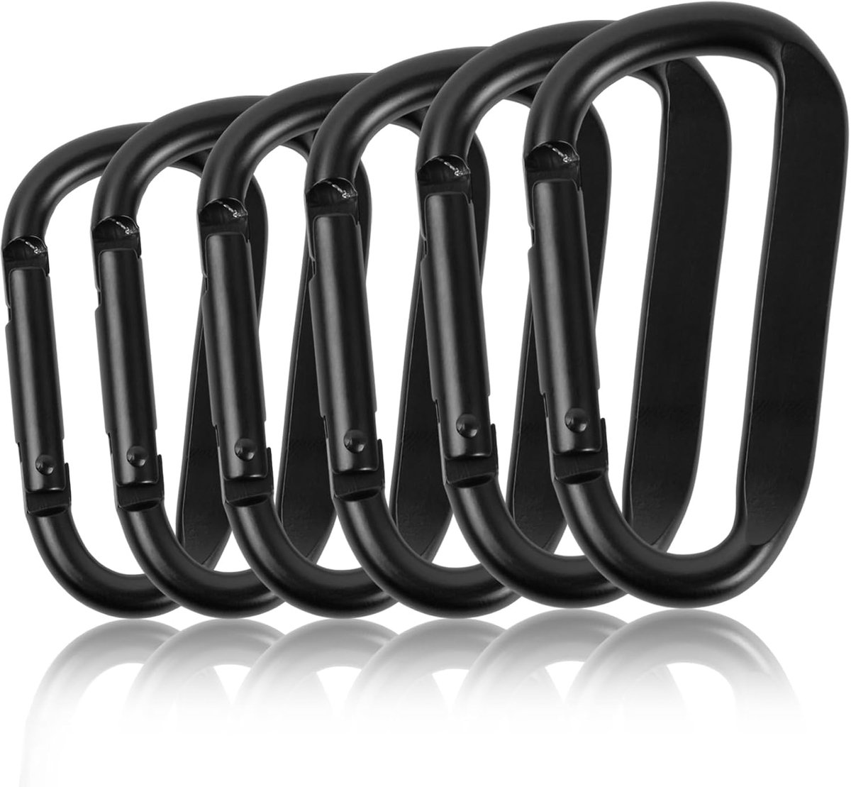 6 stuks schroef-karabijnhaken (68 mm), karabijnhaken van aluminium in zwart voor hangmat, sleutelhanger, camping - ShopVlot
