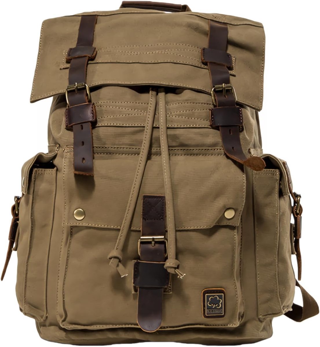 BG509 Vintage Canvas Backpack with Leather Details for Travel School Large Capacity 48 x 33 x 18 cm Laptop Bag 16 Inch - ShopVlot