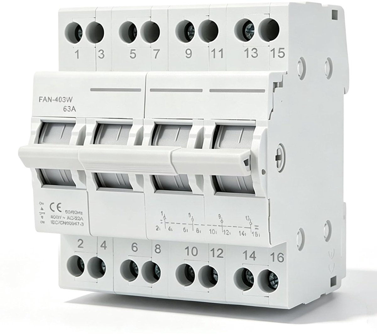 Schakelaar 4P 40A Lastscheidingsschakelaar: Dual Power Handmatige Transfer Schakelaar Netschakelaar AC 400V Handmatige - ShopVlot