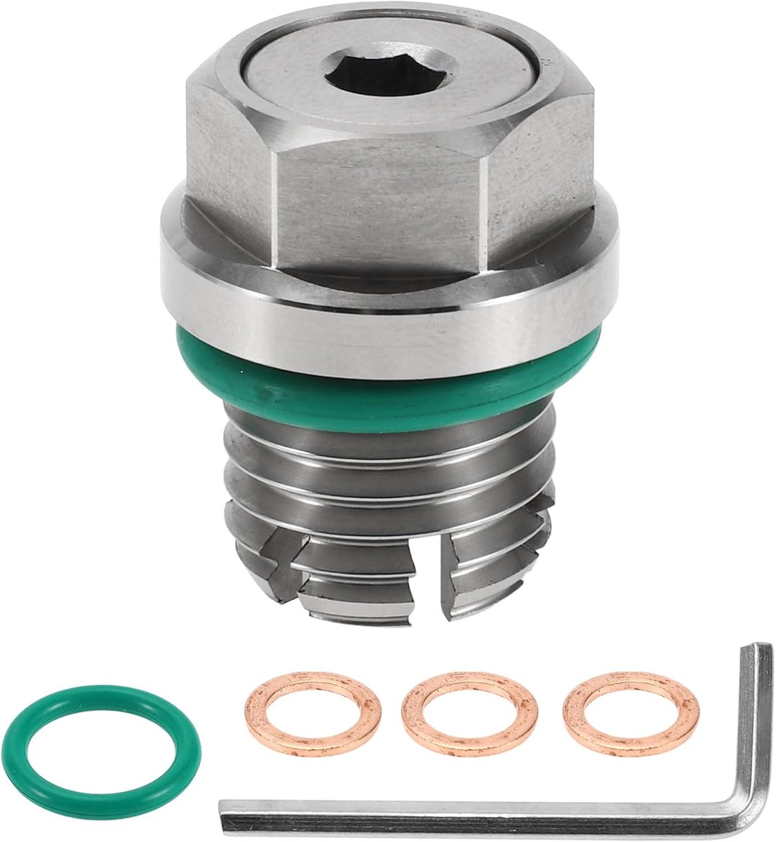 Voor auto, motorfiets, boot, olieaftapplug, lekvrij, olieaftapschroef, zilver met 3 koperen afdichtingen M16,1-2 mm - ShopVlot