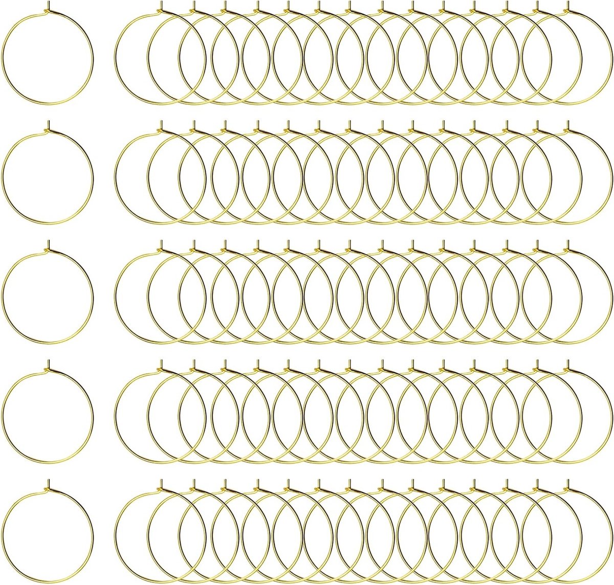 200 Stuks Wijnglas Pendants in Goud/Zilver, 25mm Glazen Marker voor Drankjes, Cocktails en Flessen