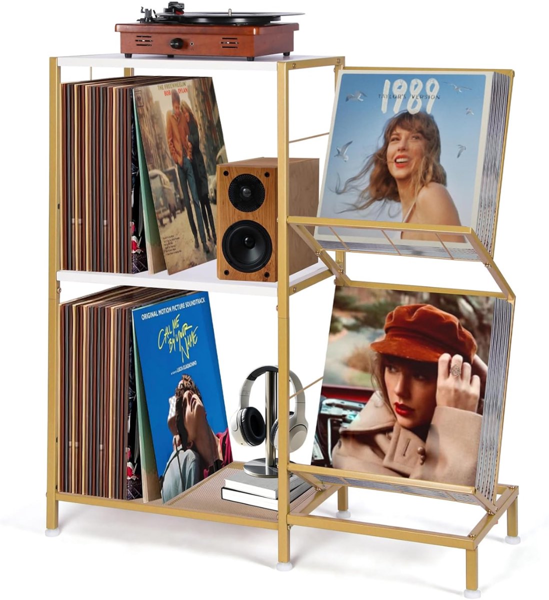 Ploutos® LP Opbergsysteem - Platenspeler Meubel met LP Kast – Vinyl Opbergsysteem - Zwart - 70cm x 30cm x 81cm