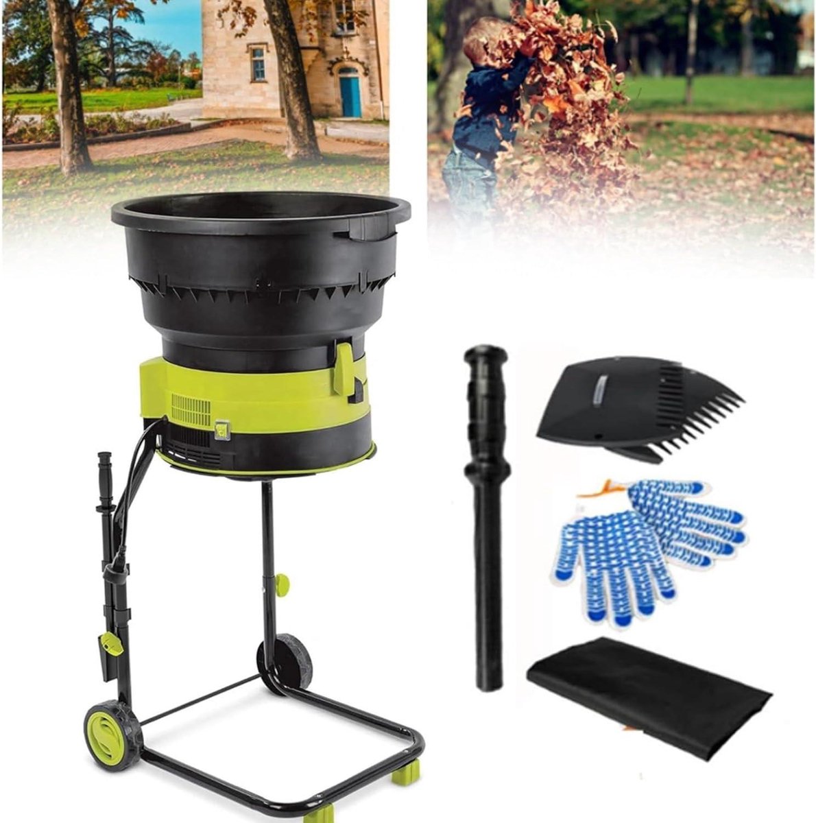 Tuinversnipperaar Elektrisch - Bladmolen Versnipperaar - Tuinafval Verwerken - Hoge Versnipper Ratio - 54 cm Trechter - Zwart