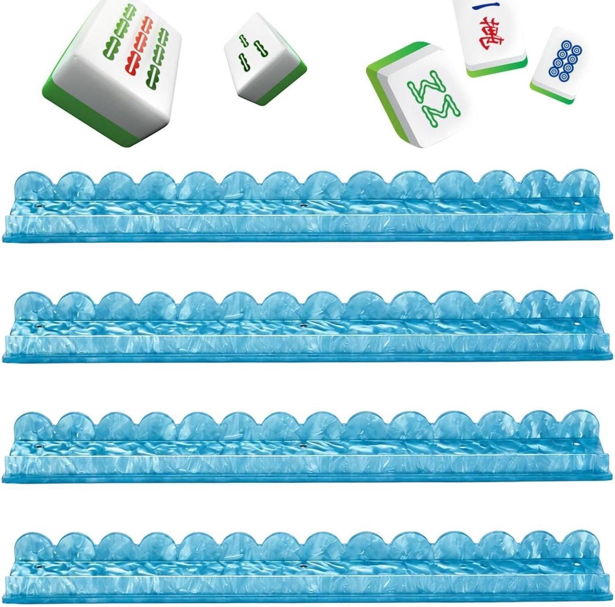 Acryl Tegelhouders - Mahjong Racks - Spel Organisatie - Met Drukknopen - 4 Stuks - Blauw