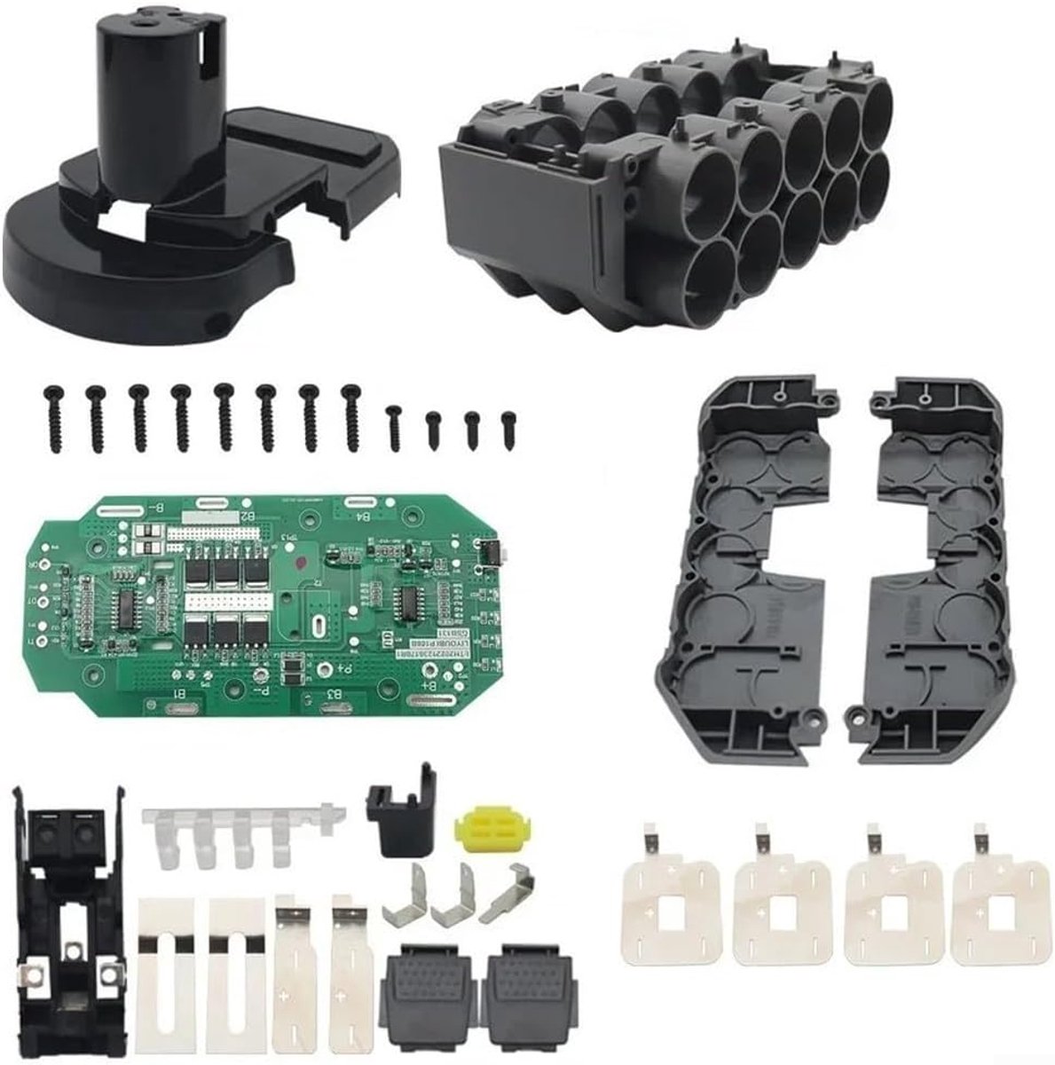 Batterij behuizing kit - DIY batterijpakket - Gereedschap opladen - Met beschermingskaart - 10 cel houder - Zwart