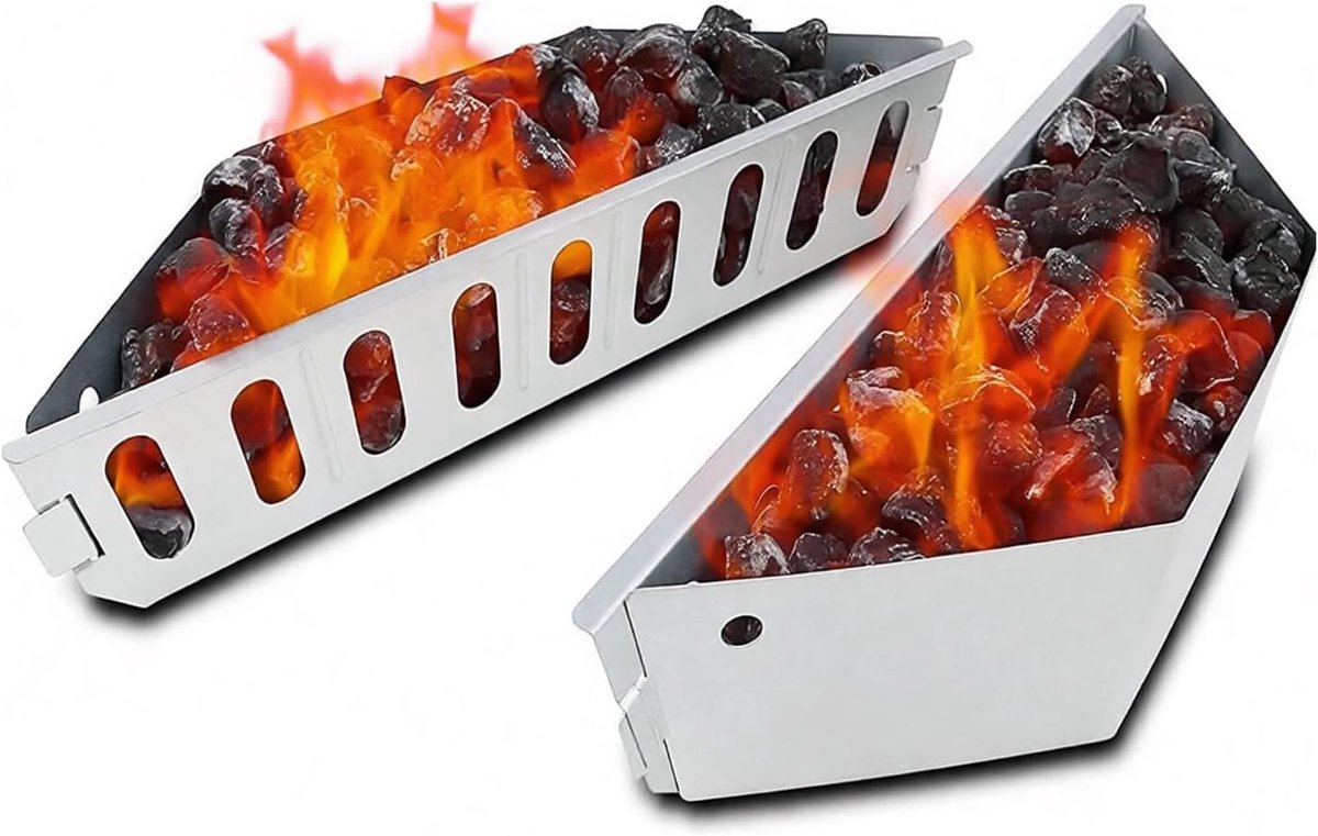Charcoal Basket voor Weber Grill - Houtskool Brandstofhouder voor Directe en Indirecte Hitte - Set van 2 Stuks voor Perfecte Grillresultaten