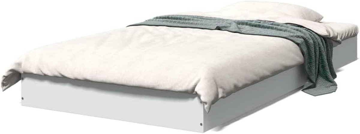 Bedframe Hout - Houten Bedframe - Slaapverbetering - Moderne Strakke Lijnen - 90 x 190 cm - Wit