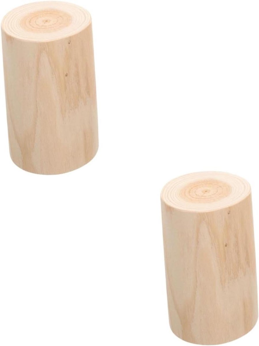 Houten Kaarsenhouder - Boomstomp Decoratie - Sfeervol Huis - Rustieke Uitstraling - 8-9 cm Diameter - Beige