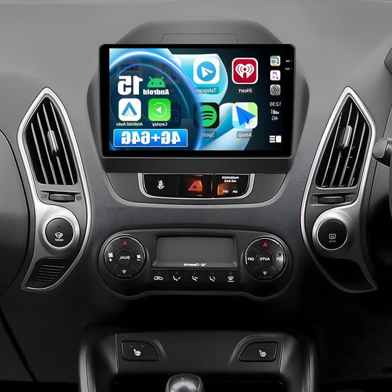Autoradio Android - In-Dash Systeem - Navigatie Muziek - Draadloos CarPlay - 10-inch Scherm - Zwart