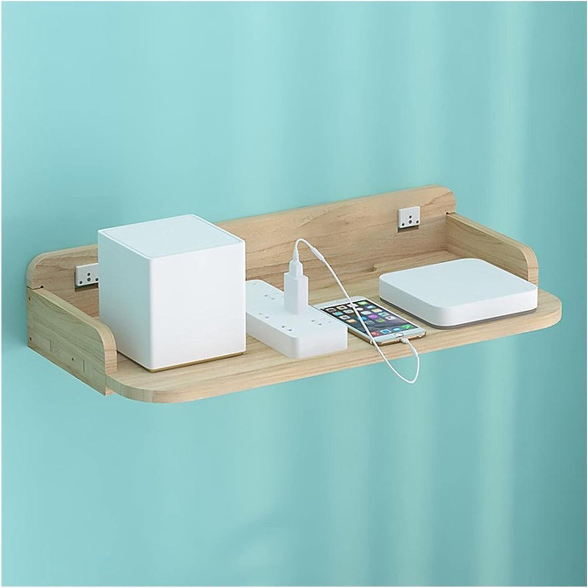 Projector Beugel - Houten Plank - Wand Opslag - Geen Perforatie - 48 cm Lengte - Houtkleur