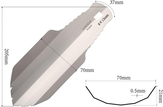 Lichtgewicht Titanium Camping Schep van 20,5 cm voor Tuinieren, Kamperen en Hiking, Ideaal voor Avonturen en Strandactiviteiten — afbeelding 4