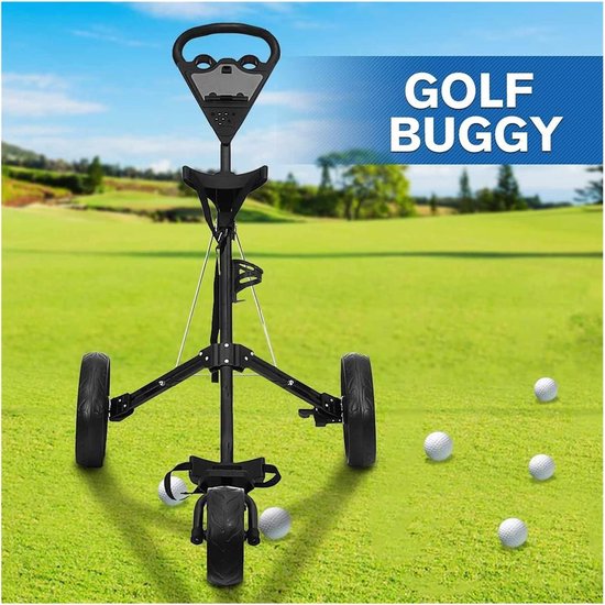 Golf Trolley - Push Cart - Golfen - Opvouwbaar Ontwerp - 3 Wielen - Zwart van GOLF — afbeelding 2