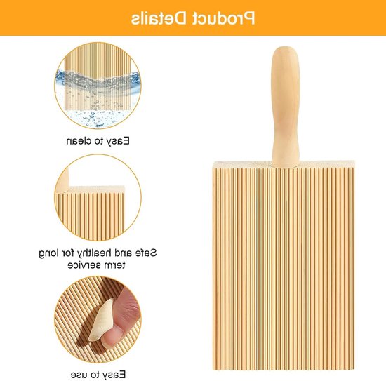 Houten Gnocchi Maker met Sticks van Beukenhout, Pasta Accessoires voor Zelfgemaakte Noodles en Macaroni Planken met Handvat van houten — afbeelding 2
