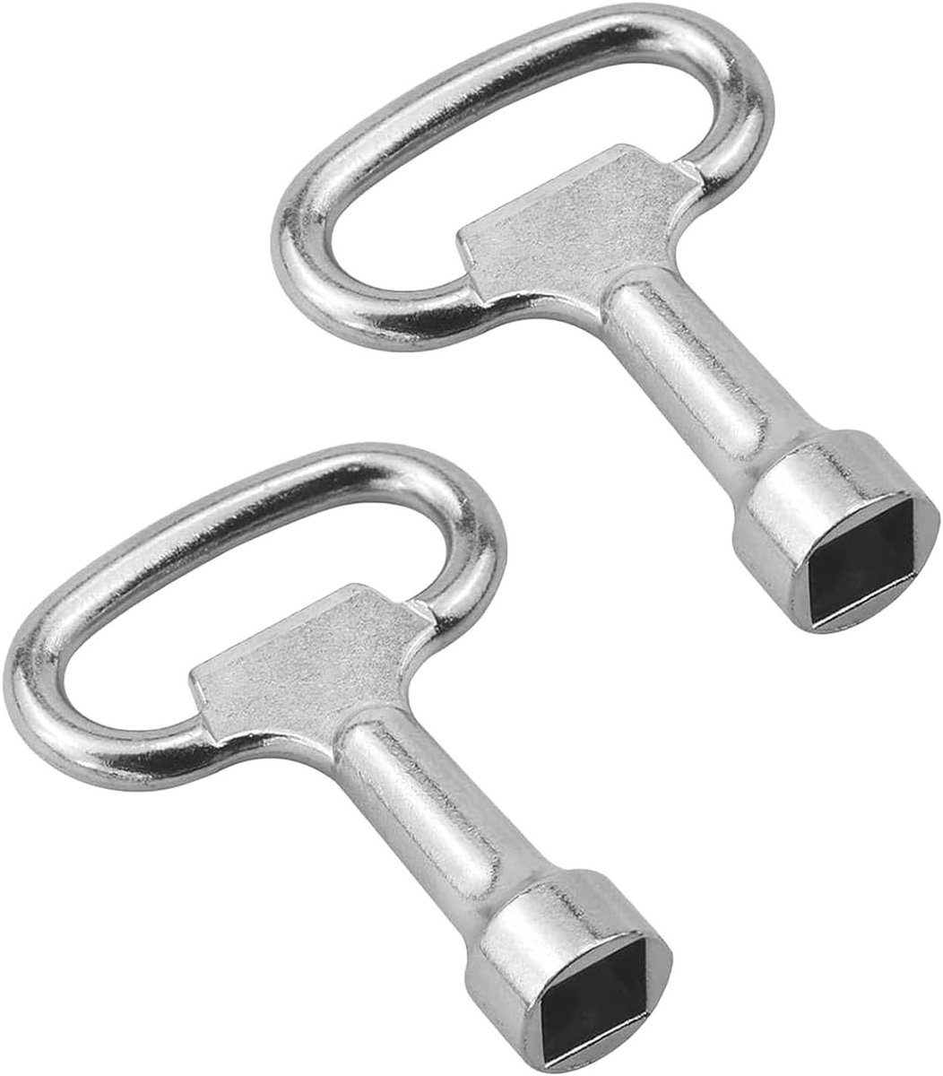 Set van 2 Vierkante Sleutels voor 8mm Luchtventielen, Universele Sleutel voor Radiatoren, Waterkranen en Meterkasten