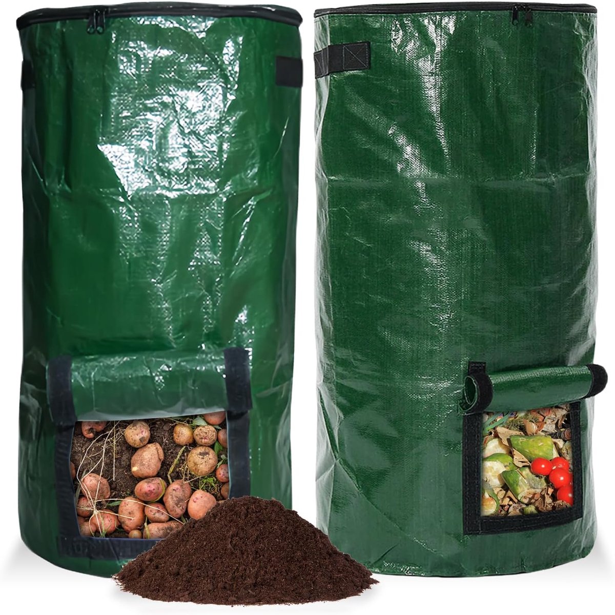 Compostbak set van 2 - Snelle composteerder met deksel - Herbruikbare compostzak - Eenvoudig in gebruik - ShopVlot