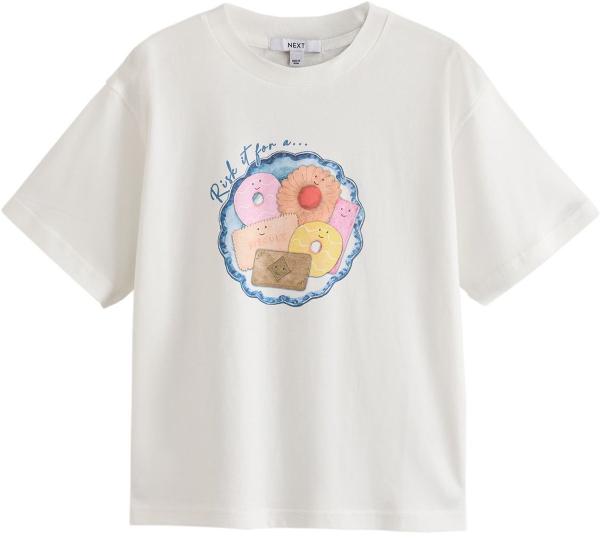 Next - Dames - Oversized T-shirt met koekjesprint - Wit