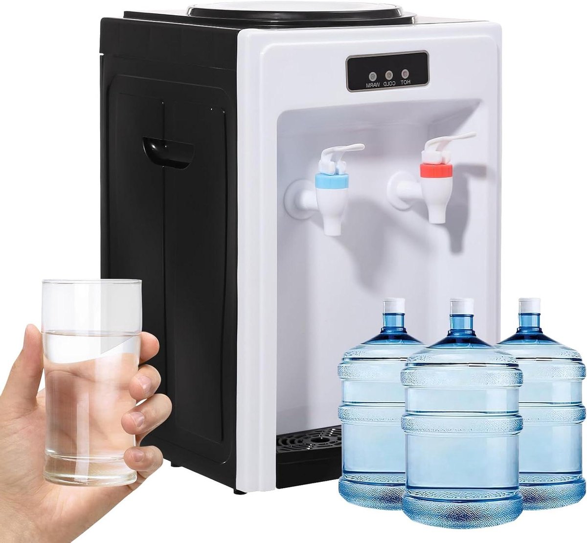 Waterdispenser - Waterkoeler - Direct Drinken - Warm en Koud - 18.9 Liter - Zwart Wit