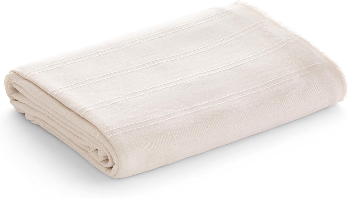SnelShoppen - Multifunctionele 3-zits bankovertrek en bedsprei 230x280 cm - Ecru, zachte duurzame bankdekens, Jarapa-foulard voor bed 135/150 cm, perf