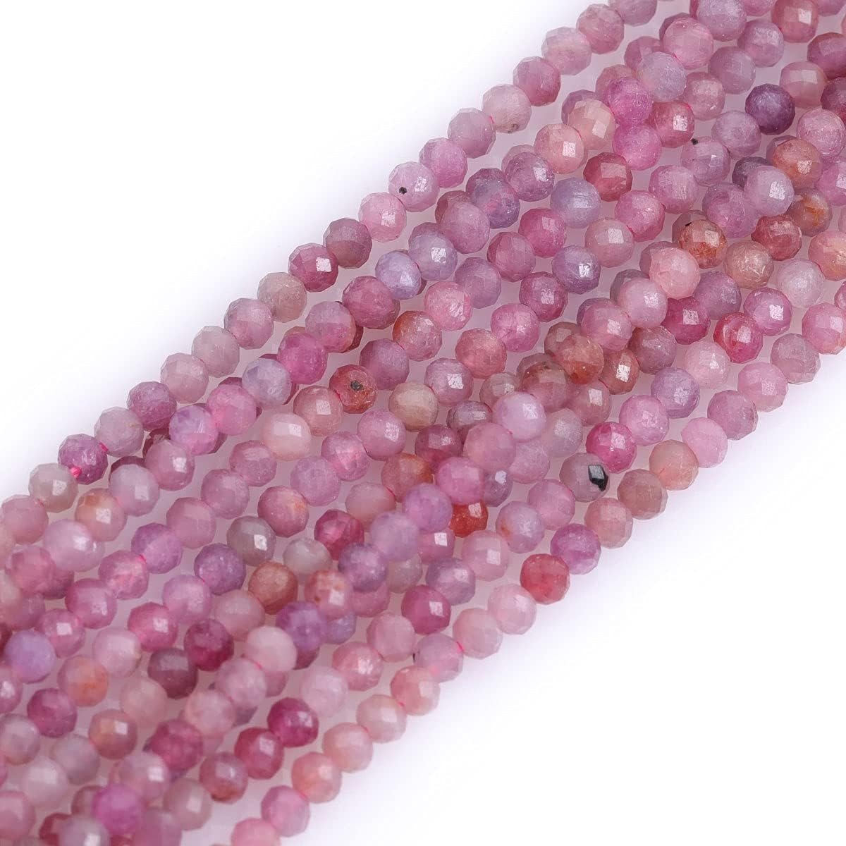 3mm Kleine Natuurlijke Robijn Facet Geslepen Ronde Halfedelstenen Losse Zaadparels voor Sieraden Maken - 15" Strang, Handgemaakt, DIY Sieraden, Edelsmeden