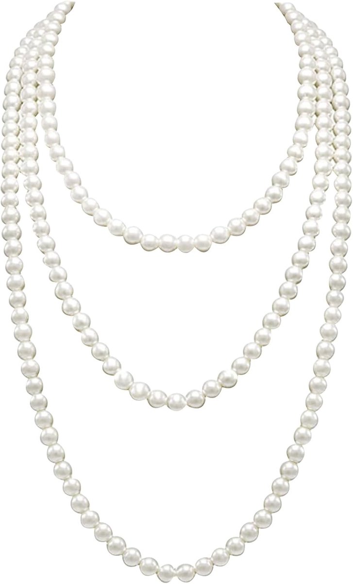 Elegante Lange Imitatie Parelketting van 150 cm voor Bruiloft en Verloving, Modeaccessoire, Faux Parel Sieraad