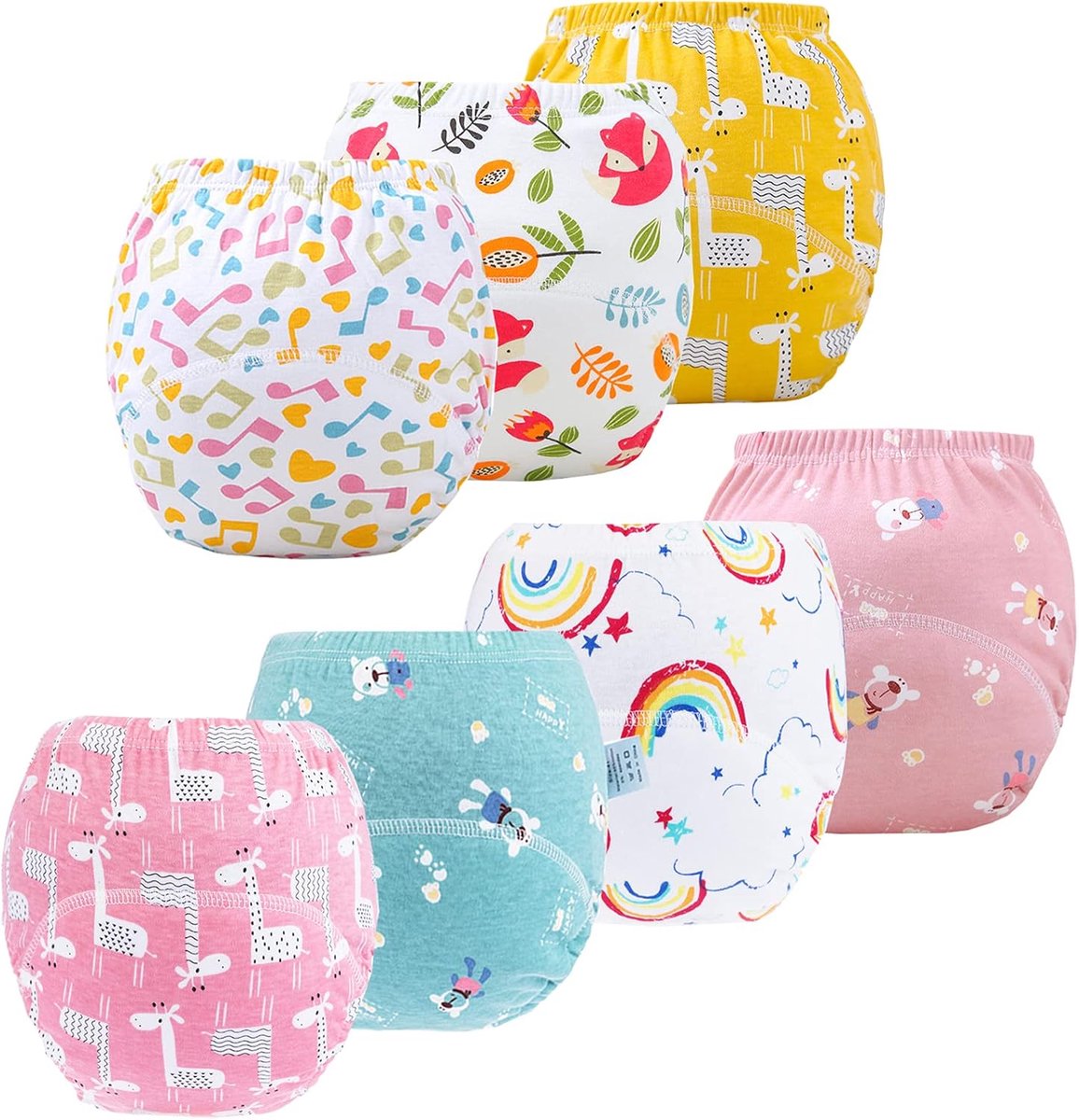 SnelShoppen - Baby Trainingsbroeken Luierbroekje voor Peuters (1-6 Jaar, 7 Stuks, Katoen, Meerkleurig, Zacht, Ademend, Voor Zindelijkheidstraining)