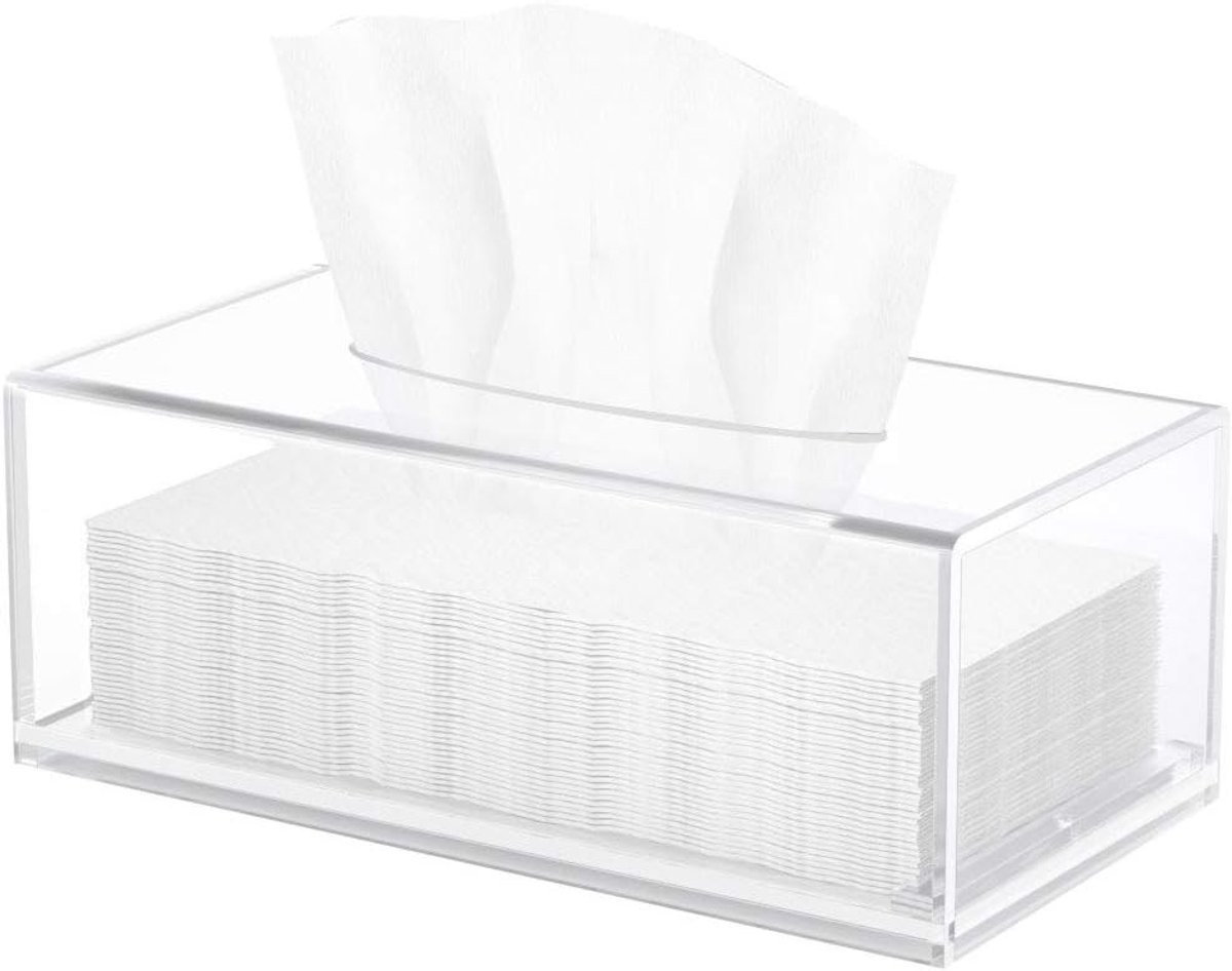 Cosmetische Doos van Acryl voor Handdoeken en Tissue, Magnetische Deksel voor Badkamer, Slaapkamer en Kantoor (Doorzichtig, 25×13×9cm)