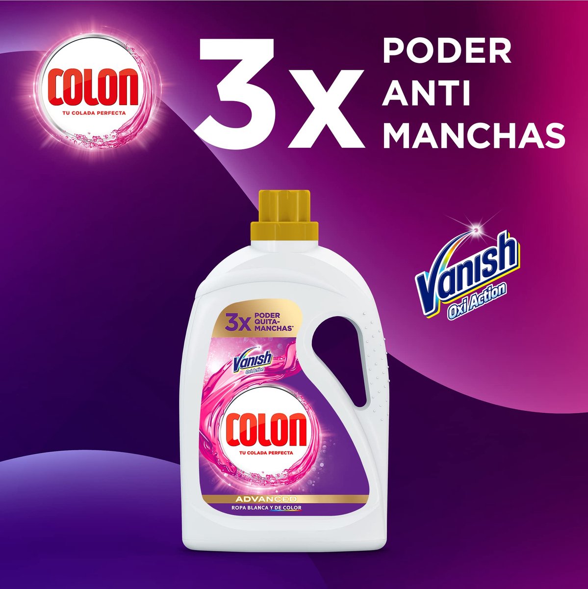 SnelShoppen - Vanish Ultra Colon 2-in-1 Wasmiddel en Vlekverwijderaar, Witte Reiniger, 2.356 Liter, Perfect voor Kleding, Huishouden en Kinderen