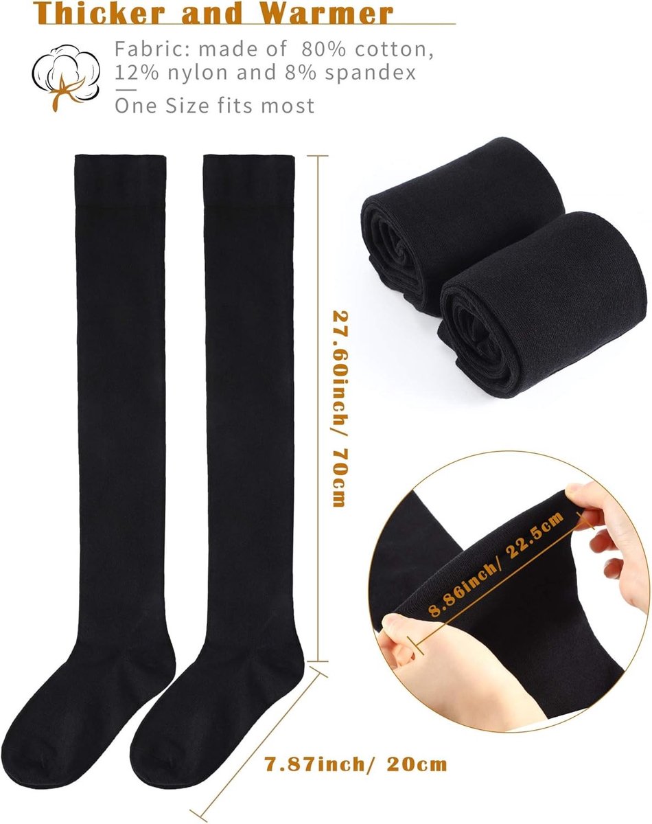 Dames Thigh High Sokken tot de Knie voor Halloween Cosplay en Dagelijks Gebruik, Zwart, 70 cm, Comfortabele Kousen, Mode Accessoire, Perfect voor Feestjes
