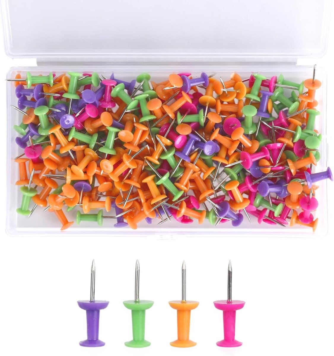 Multikleurige punaise set van 200 stuks - Ideaal voor school, kantoor en knutselen met stevige push pins