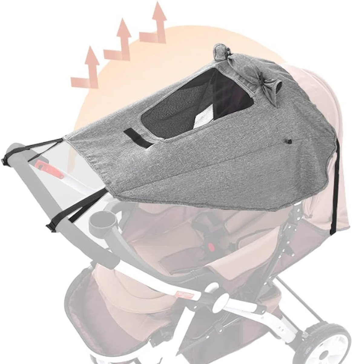 Universele Buggy Zonnekap UPF50+ Waterdicht met Kijkvenster, Vouwbaar en Verstelbaar voor Peuters, Bescherming tegen UV-straling en Zonlicht