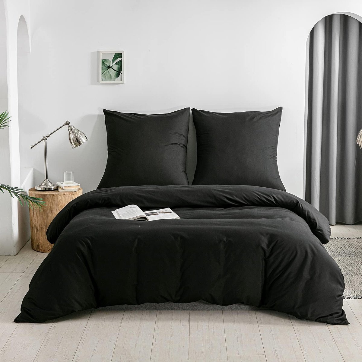SnelShoppen - Good Nite Beddengoedset 3-delig, 100% Polyester Microvezel, Comfortabel met Ritssluiting, 1 Effen Dekbedovertrek 240 x 220 cm + 2 Kussen