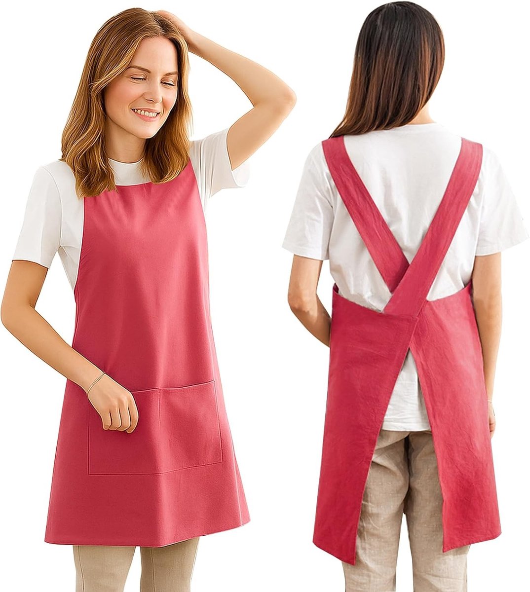 Minimalistische Schorten van Katoen/Linnen met Pocket, Perfect voor Koken, Grillen en Tuinieren
