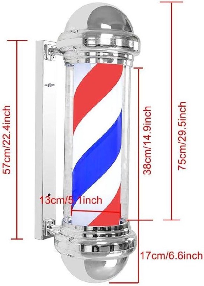 Draaiende kapperspaal voor kapsalon met waterdichte buitenstylist-signaallamp - knipperende wandlamp voor kapsalons