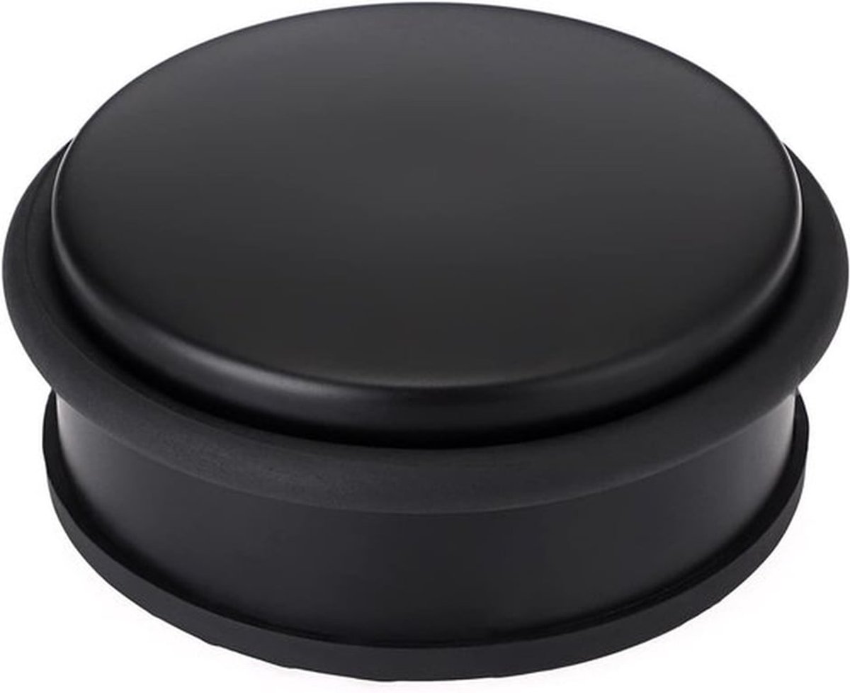 Robuuste RVS Deurstopper met Rubber Buffer Ring, Geen Montage Nodig, Ideaal voor Binnen- en Buitendeuren (10.5 x 4.5 cm, Zwart)