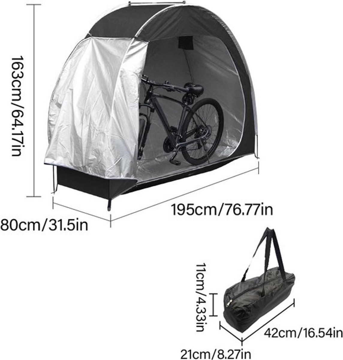 Fietshoezen Opslagtent voor Buiten Gebruik - Waterdichte Tent voor Fietsen, Motorfietsen en Tuingereedschap - Draagbare Fietsopslag met Oxford-stof