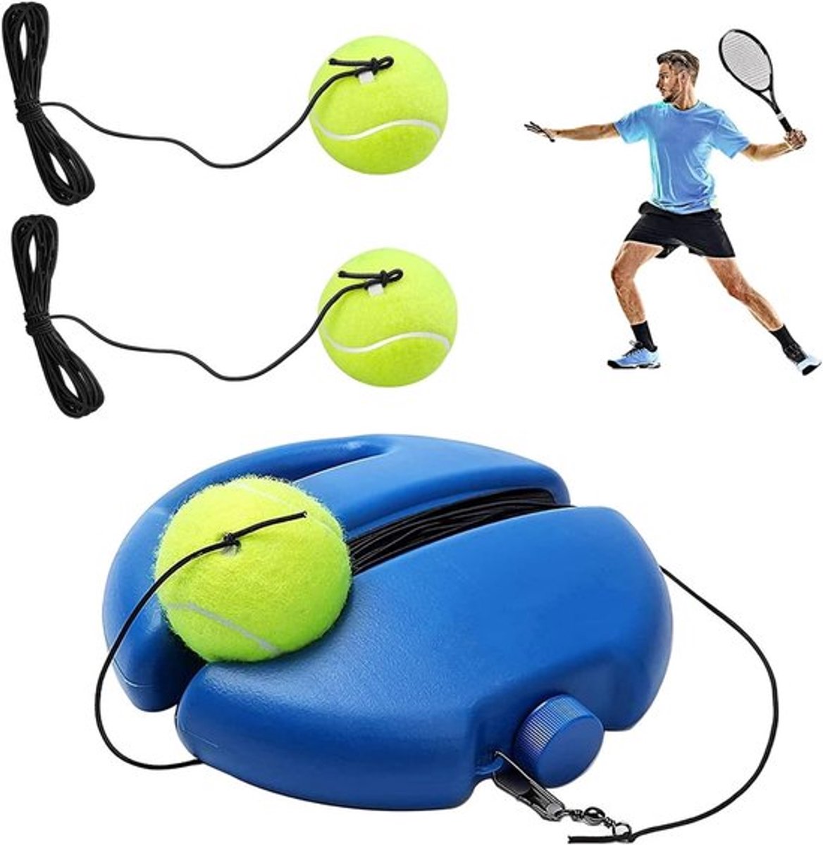 Tennis Trainingsset voor Buiten, Met Terugkaatsballen en Opbergtas, Ideaal voor Kinderen en Volwassenen, Verbeter je Tennisvaardigheden en Coördinatie