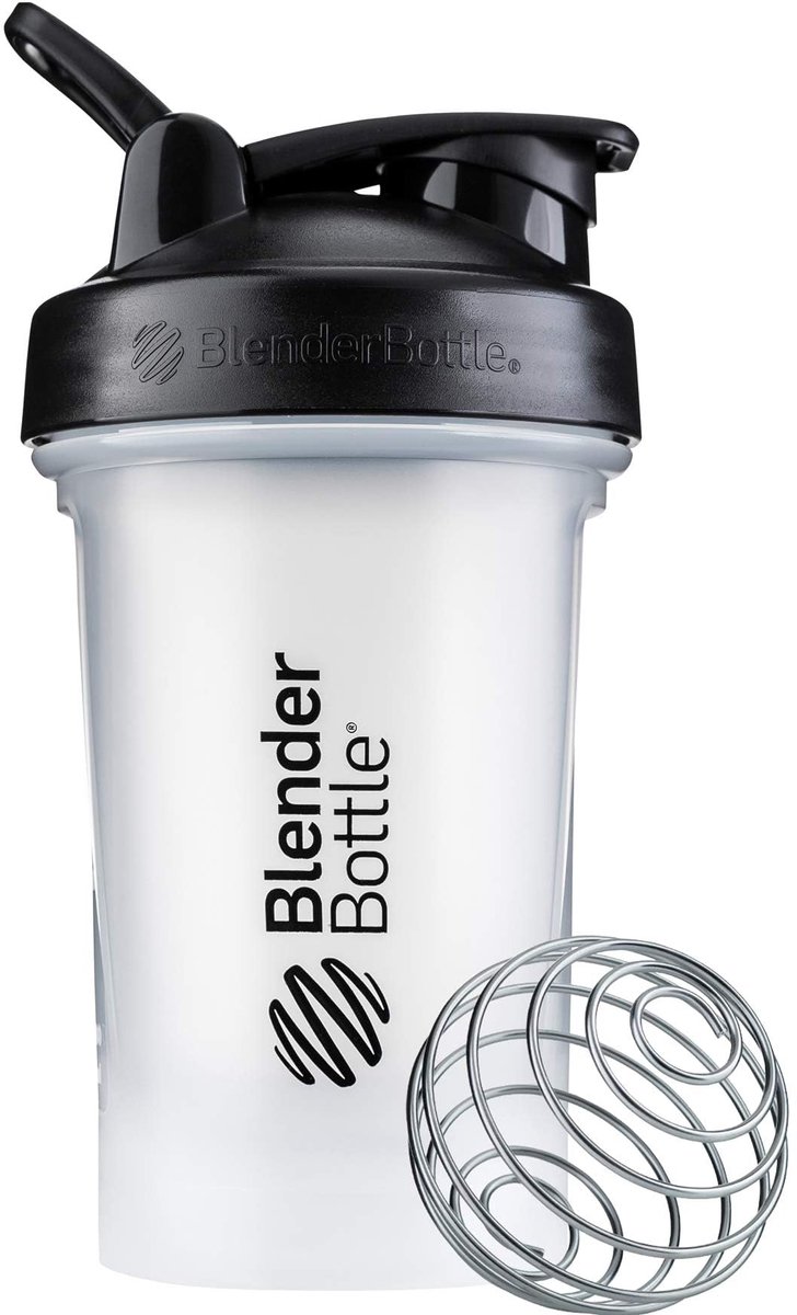 SnelShoppen - Blender Bottle Classic V2 - 20-Ounce - Blackclear - Shaker Fles - Ideaal voor Sport, Fitness, Smoothies, Shake Mix - BPA-vrij - Perfect