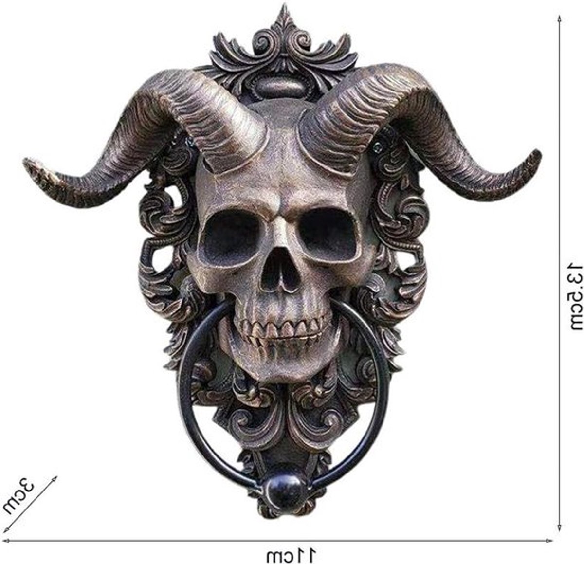 Hoornige God Skallen Deurklopper, Satanische Wanddecoratie voor Deur, Unieke Deurhanger voor Voorzijde van Huis (13.5 x 11 x 3cm)