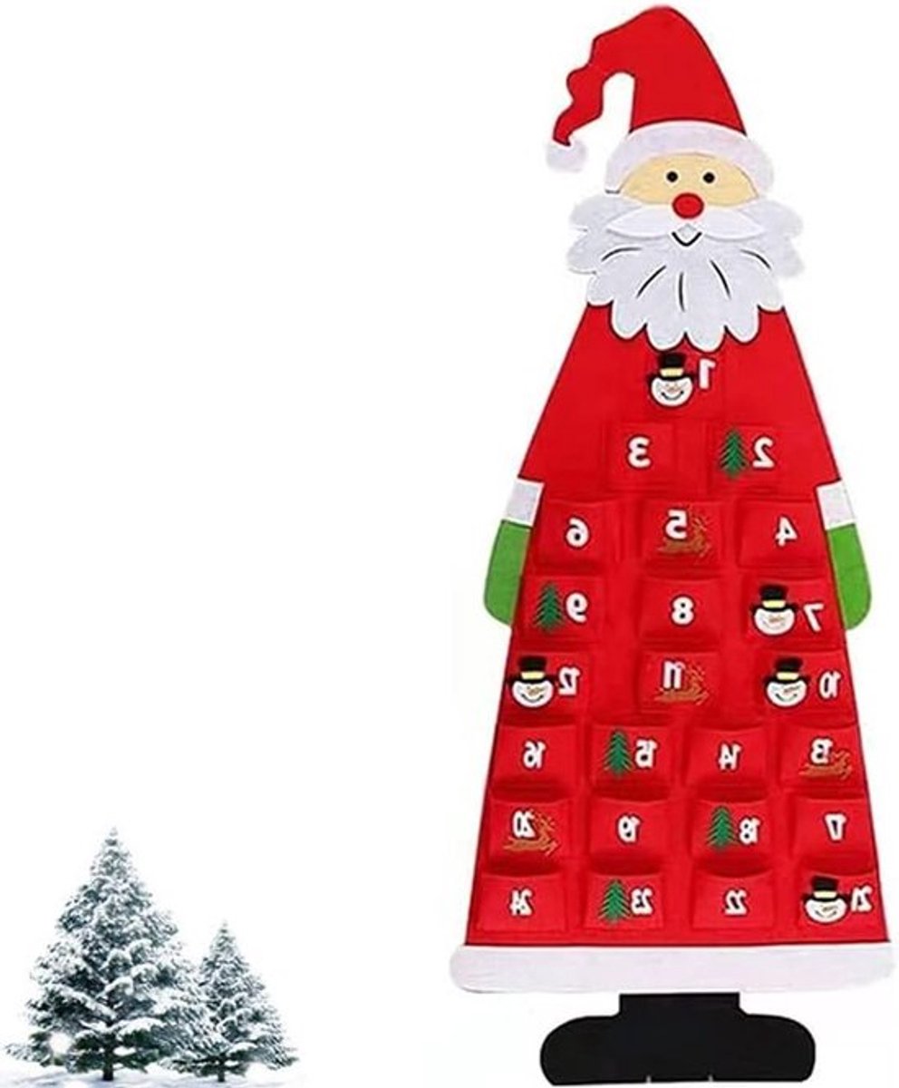 Adventskalender van vilt voor Kerstmis - DIY kerstdecoratie met Santa Claus thema, kleurrijke en feestelijke sfeer