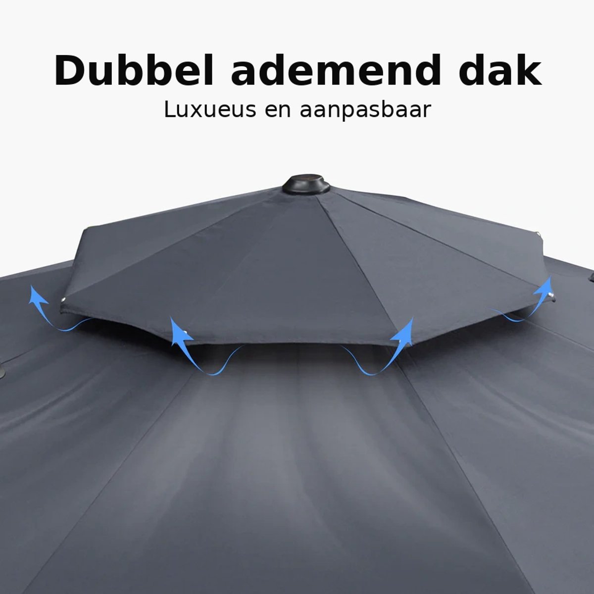 Purple Leaf Parasol rond déporté double toit Ø400 cm - Gris