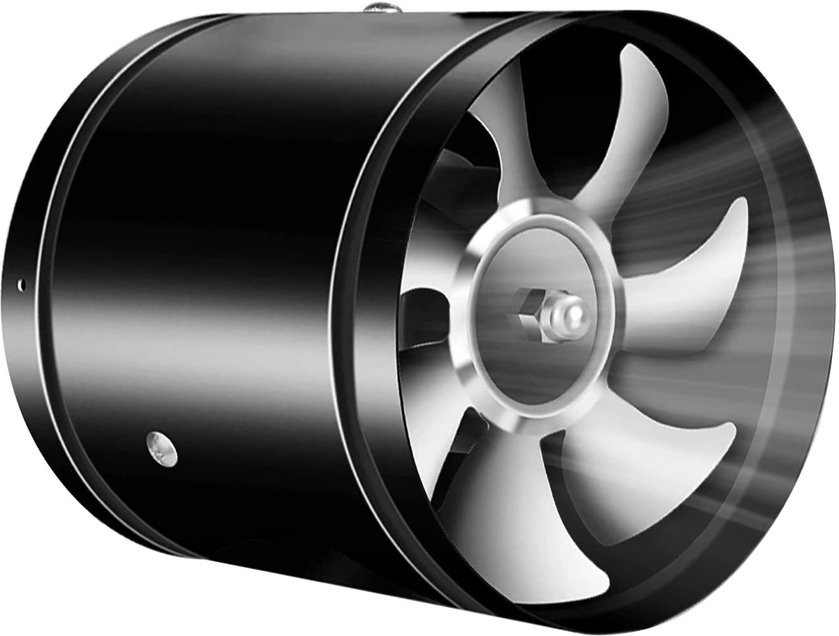 SnelShoppen - Axiale Buisventilator Ø 150 mm - Afvoerventilator - 25W voor Badkamer, Toilet, Keuken, Broeikas, Tent, Garage - Zwart