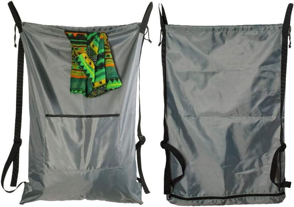 Praktische waszak voor onderweg, vuilwaszak om op te hangen, schouderopslag voor kleding, grijs