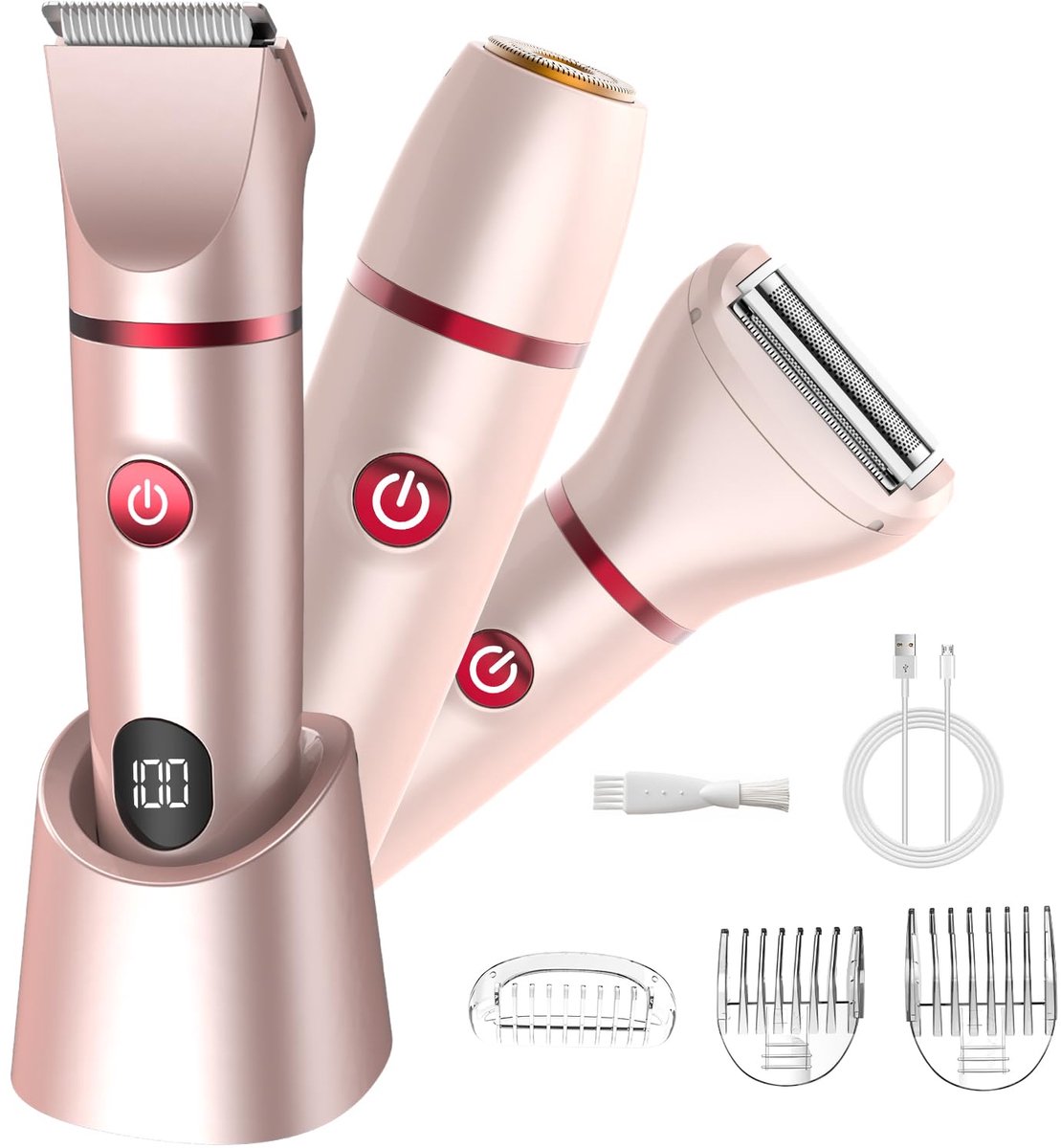 SnelShoppen - Dames Scheerapparaat voor Vrouwen - 3-in-1 Bikini Trimmer met LCD Display - Nat en Droog Elektrisch Scheerapparaat voor Glad Scheeren Zo