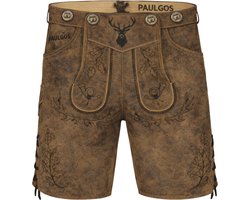 PAULGOS heren-traditionele lederen broek, kort - HK5 ANTIK - echt leer - verkrijgbaar in 3 kleuren - maat 44 - 60