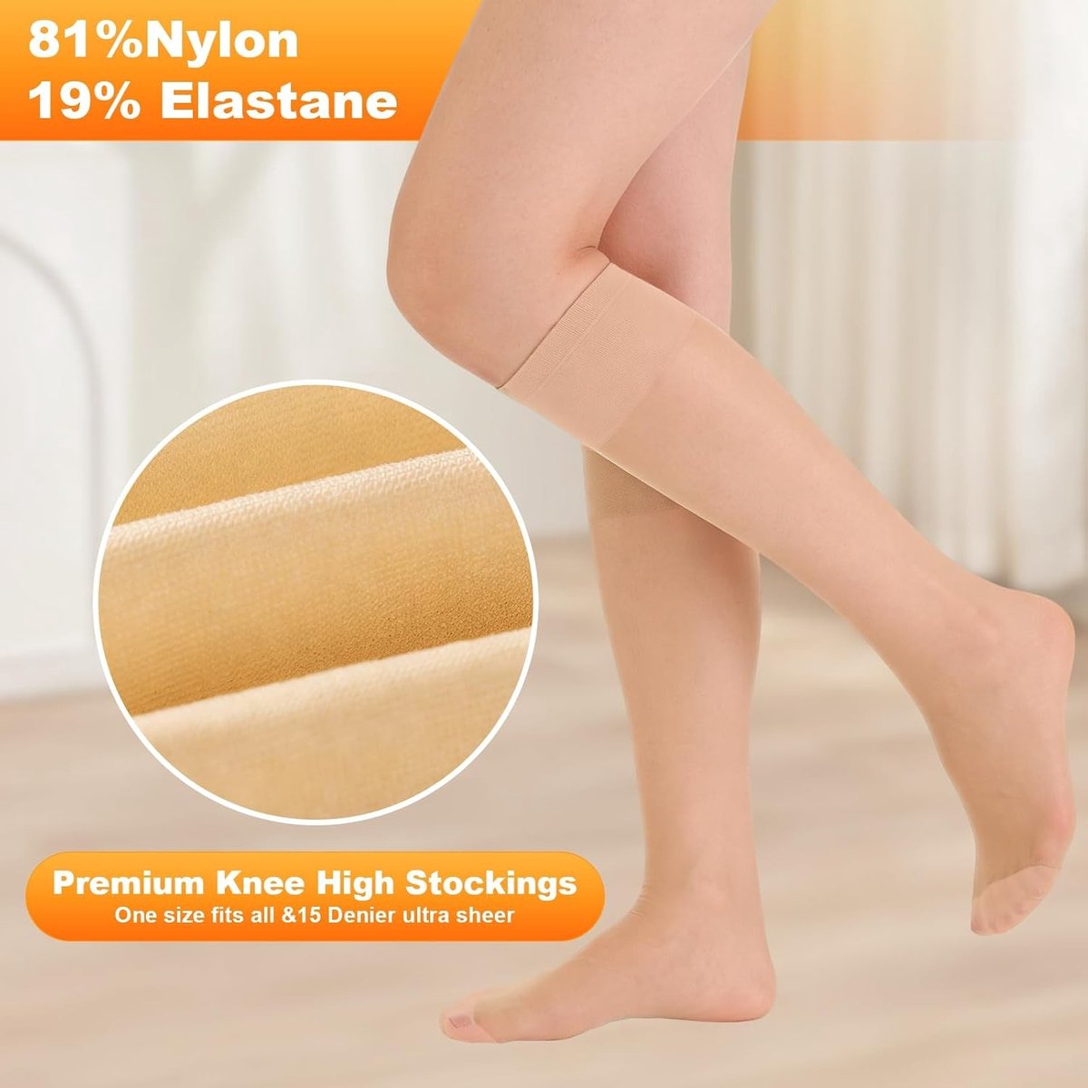 20 Paar Dames Kniekousen, Transparante Nylon Kousen, Zachte en Rekbare Kousen voor Comfort en Stijl