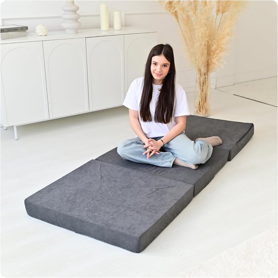 Vouwmatras - Gastenbed - Logeren - Ruimtebesparend - 80x200x10cm - Grijs — afbeelding 4